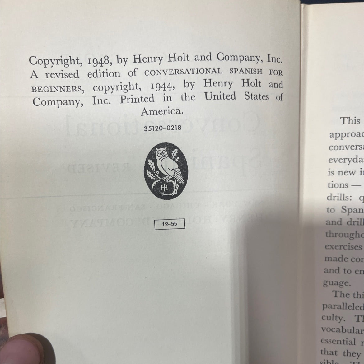 conversational spanish book, by gregory g. lagrone, 1948 Hardcover image 3