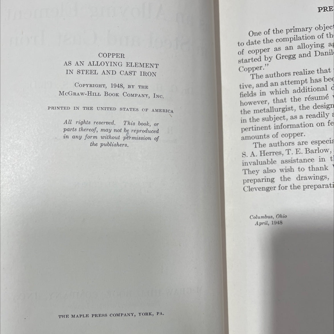 copper as an alloying element in steel and cast iron book, by dr. c. h. lorig, r. r. adams, 1948 Hardcover, Vintage image 3