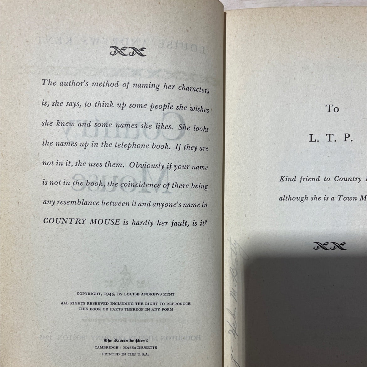 country mouse book, by louise andrews kent, 1945 Hardcover image 3