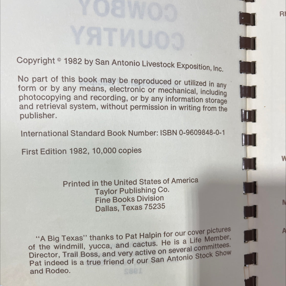 cowboy country a collection of recipes book, by Kath Co-Chairme, 1982 Paperback, First Edition image 3