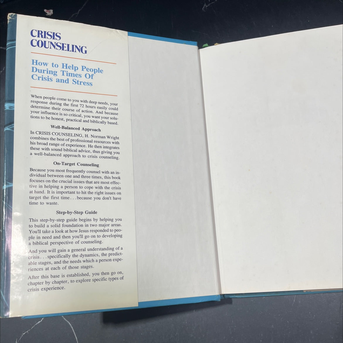 crisis counseling helping people in crisis and stress book, by h. norman wright, 1985 Hardcover image 4