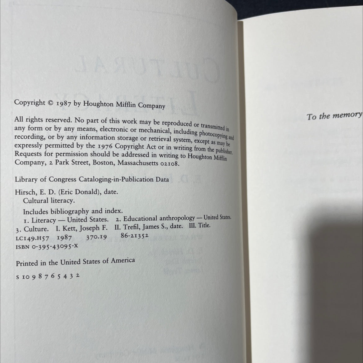 cultural literacy what every american needs to know book, by E. D. Hirsch, Jr., 1987 Hardcover image 3