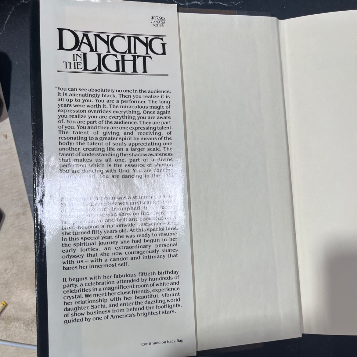 dancing in the light book, by shirley maclaine, 1985 Hardcover image 4
