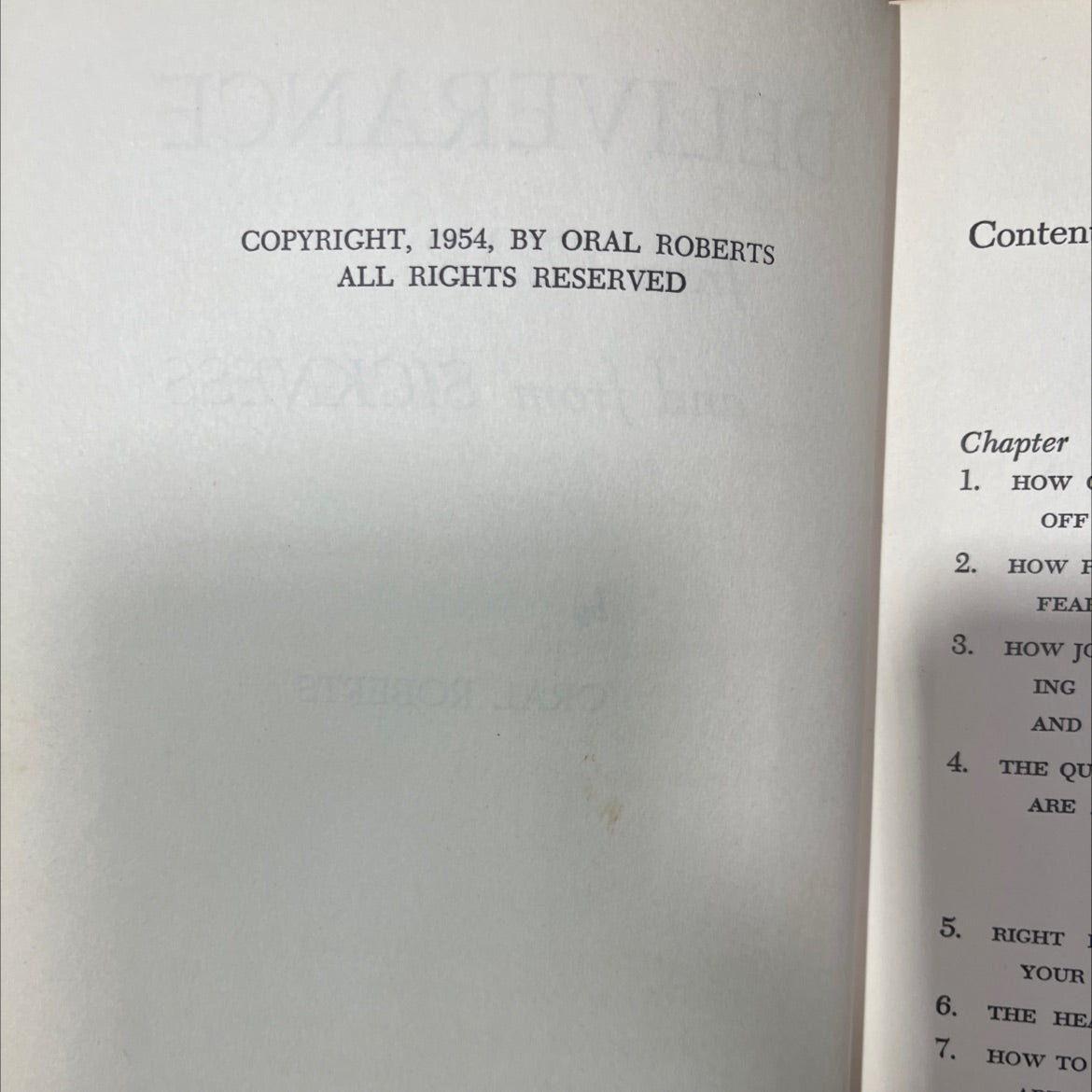 deliverance from fear and from sickness book, by oral roberts, 1954 Hardcover image 3