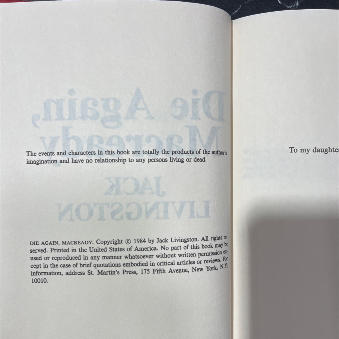 die again, macready book, by jack livingston, 1984 Hardcover, Vintage image 3