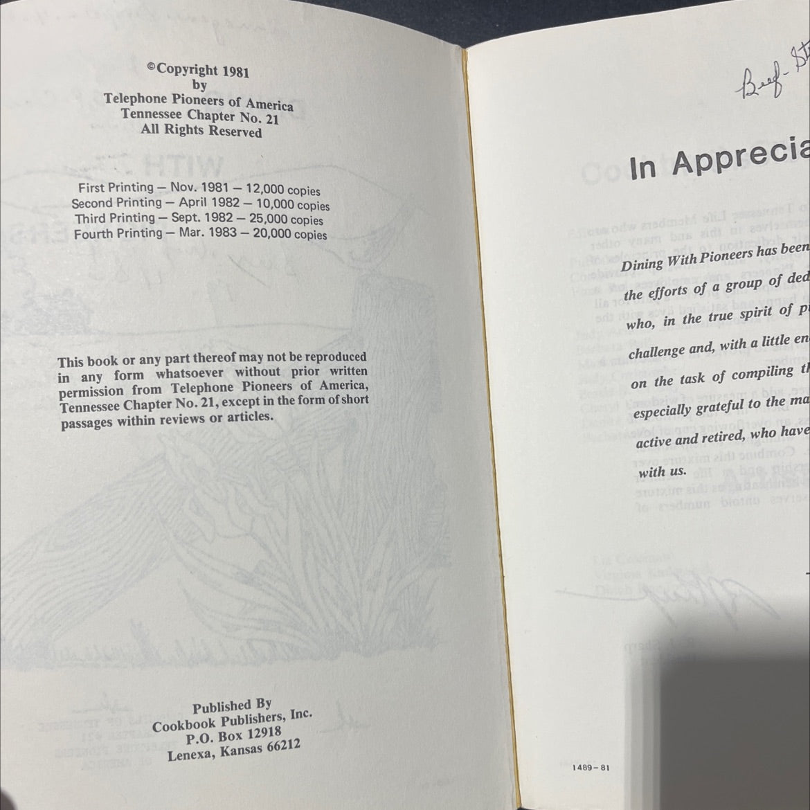 dining with pioneers book, by imagene shipe, 1983 Paperback image 3