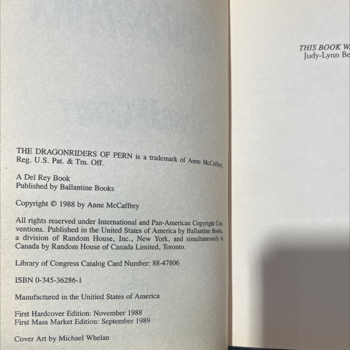 dragonsdawn book, by anne mccaffrey, 1988 Paperback image 3