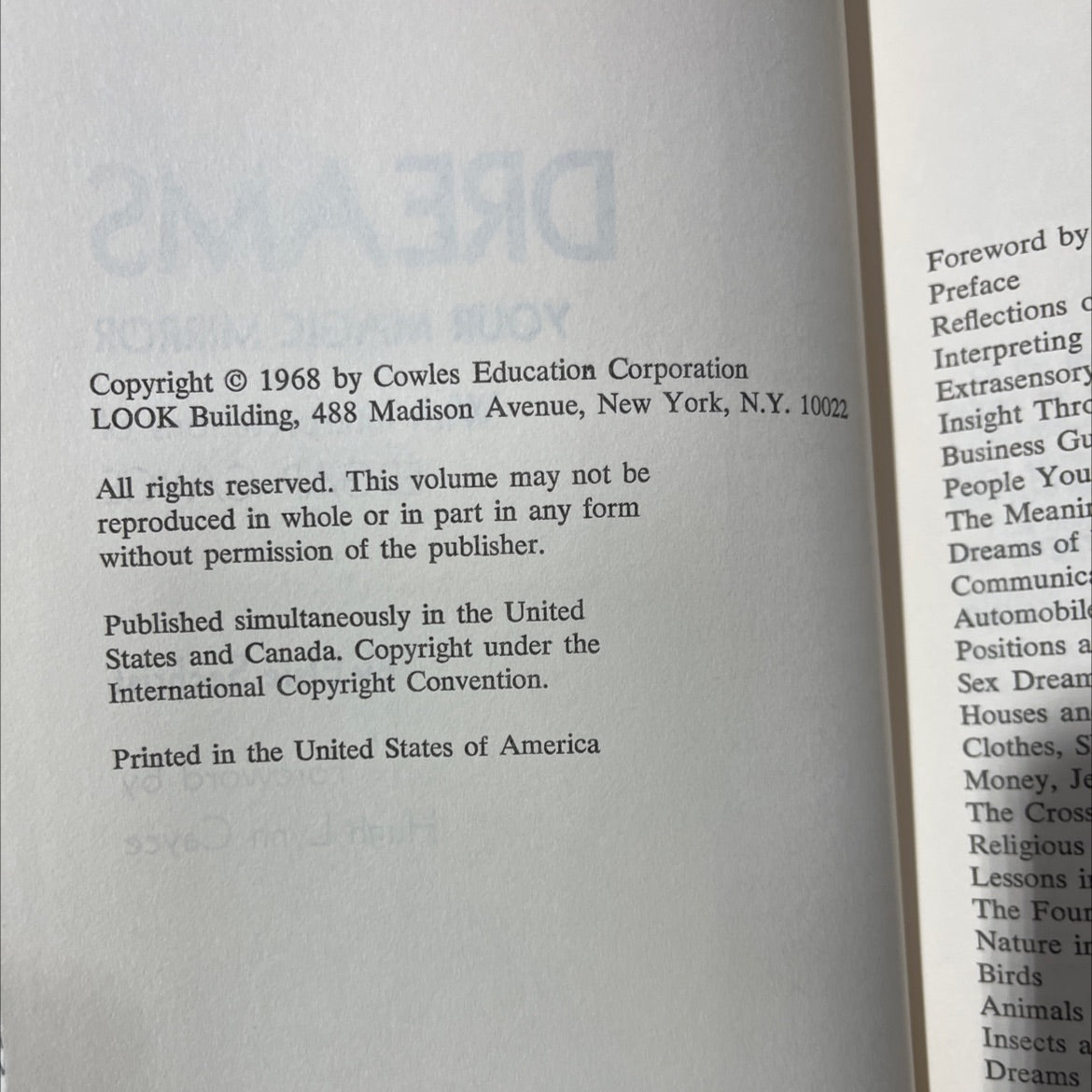 dreams your magic mirror with interpretations of edgar cayce book, by elsie sechrist, 1968 Hardcover image 3