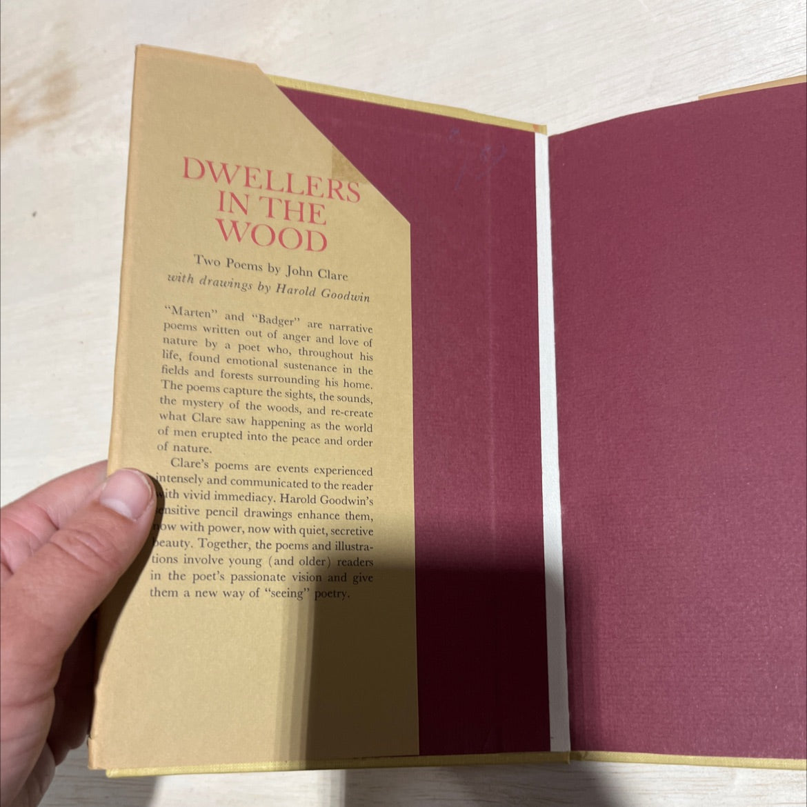 dwellers in the wood two poems book, by john clare, 1967 Hardcover image 4