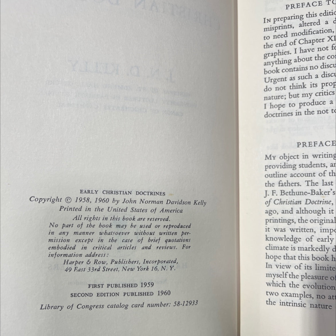 early christian doctrines book, by j. n. d. kelly, 1960 Hardcover image 3