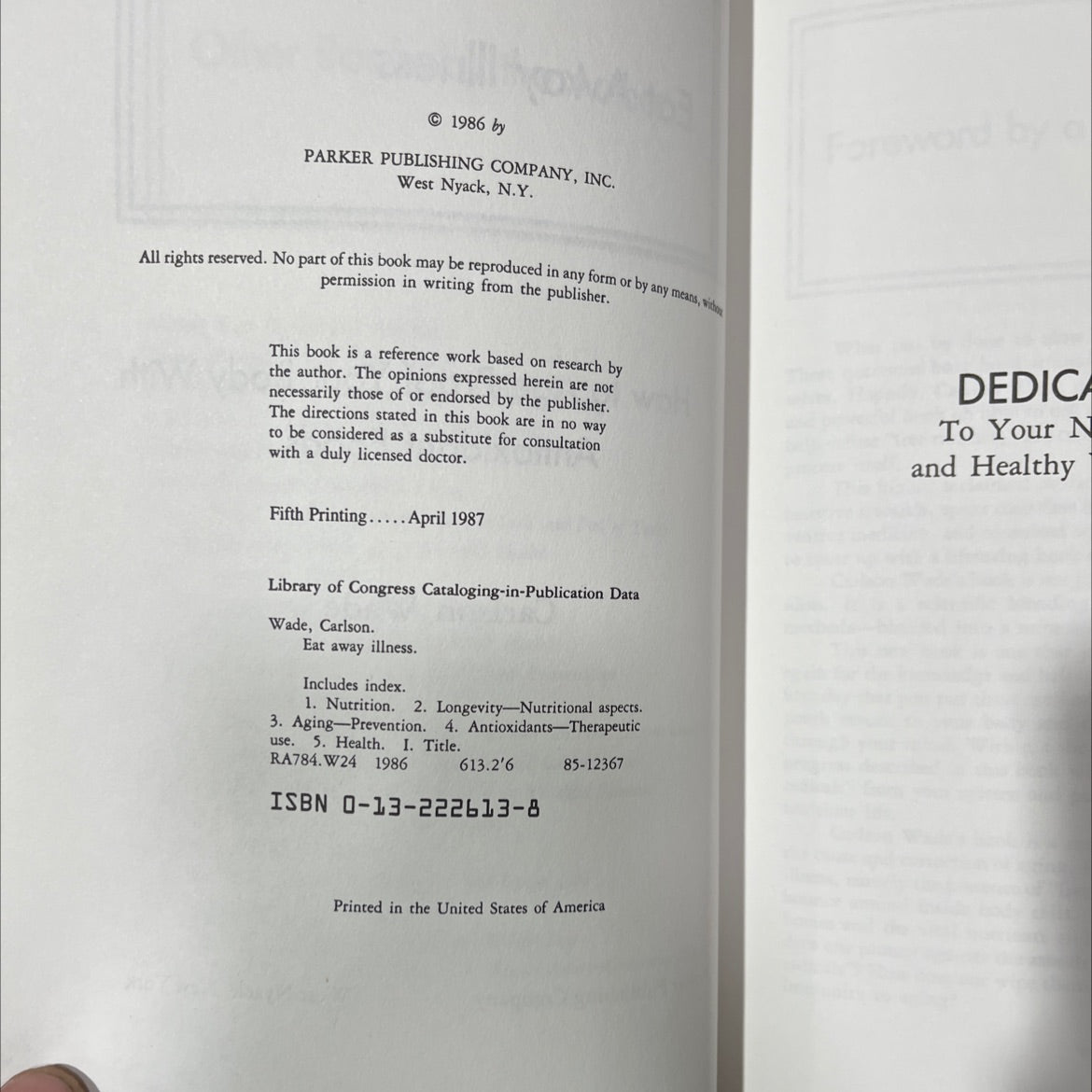 eat away illness book, by carlson wade, 1986 Hardcover image 3