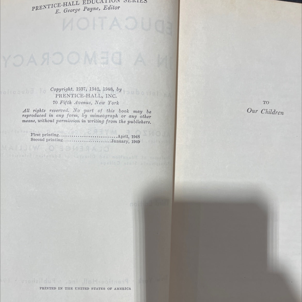 education in a democracy an introduction to the study of education book, by alonzo f. myers, clarence o. williams, 1948 image 3