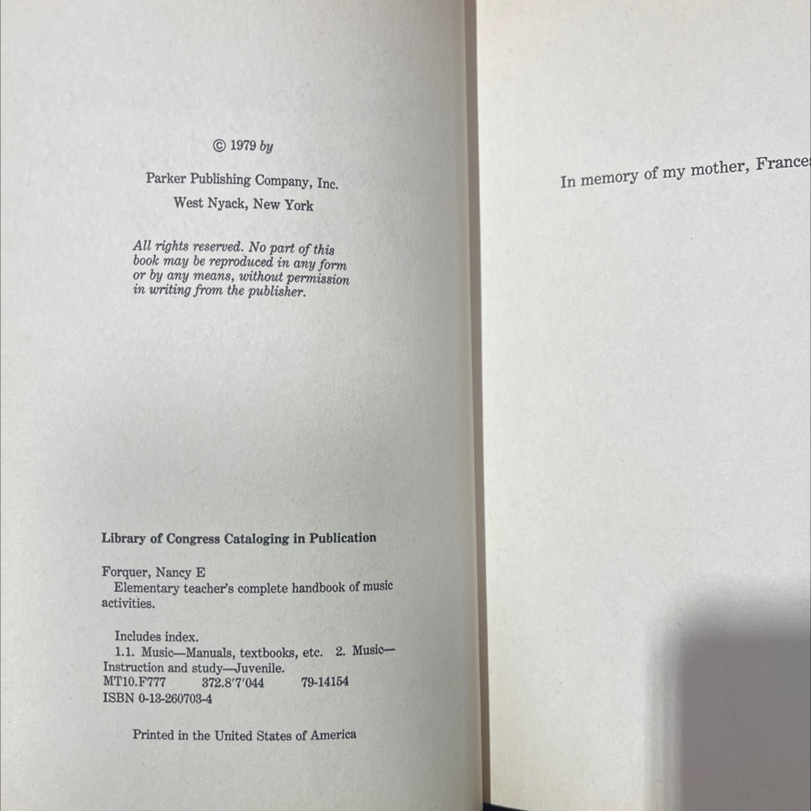 elementary teacher's complete handbook of music activities book, by Nancy E. Forquer, 1979 Hardcover image 3