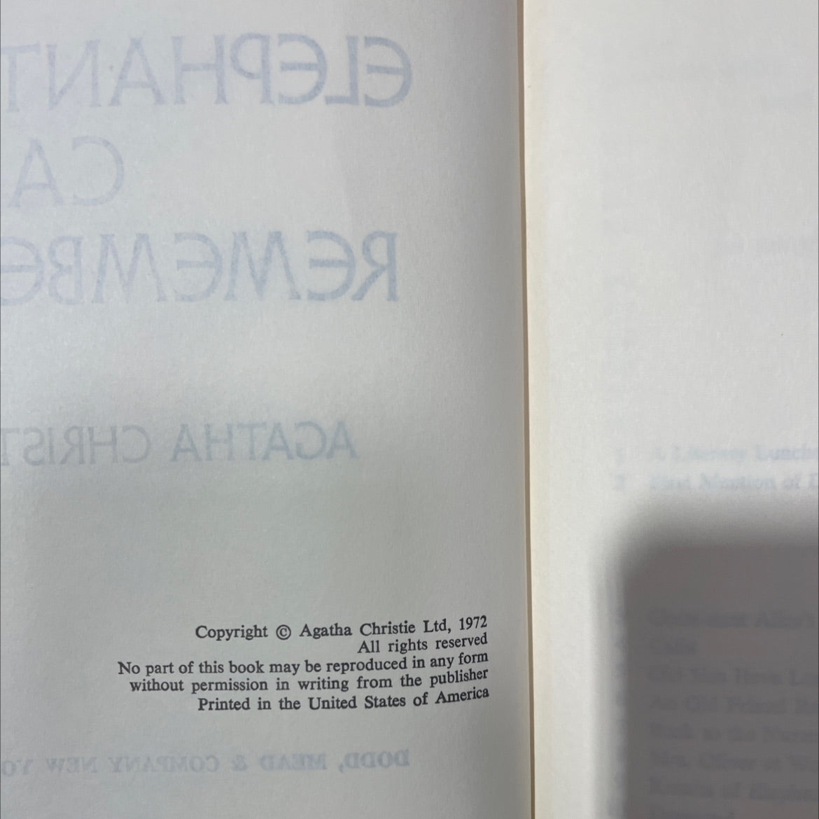 elephants can remember book, by agatha christie, 1972 Hardcover image 3