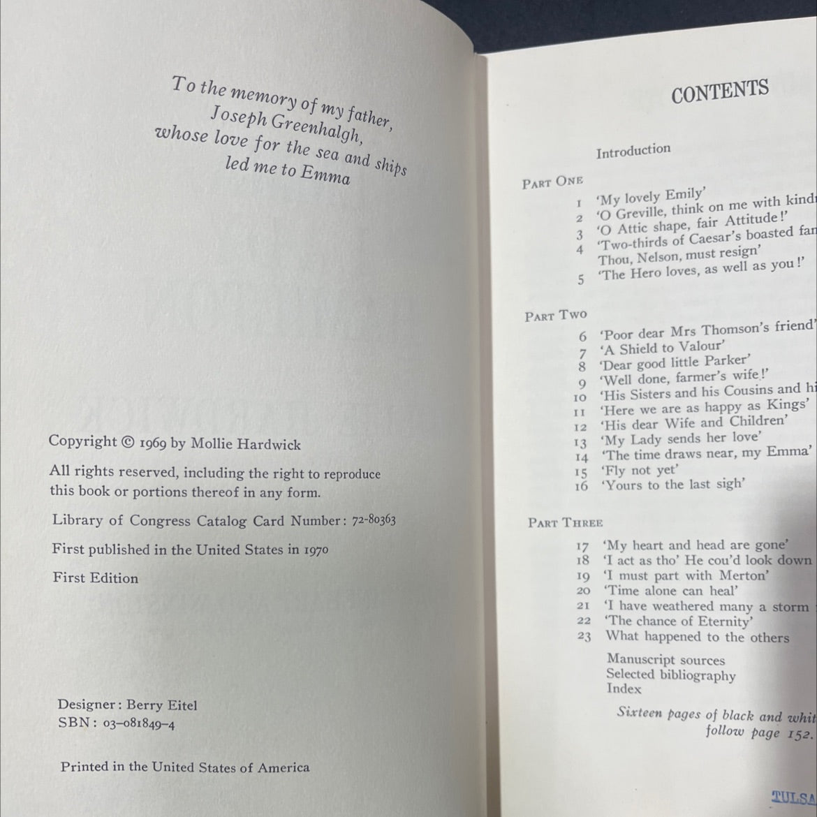 emma, lady hamilton book, by mollie hardwick, 1970 Hardcover image 3