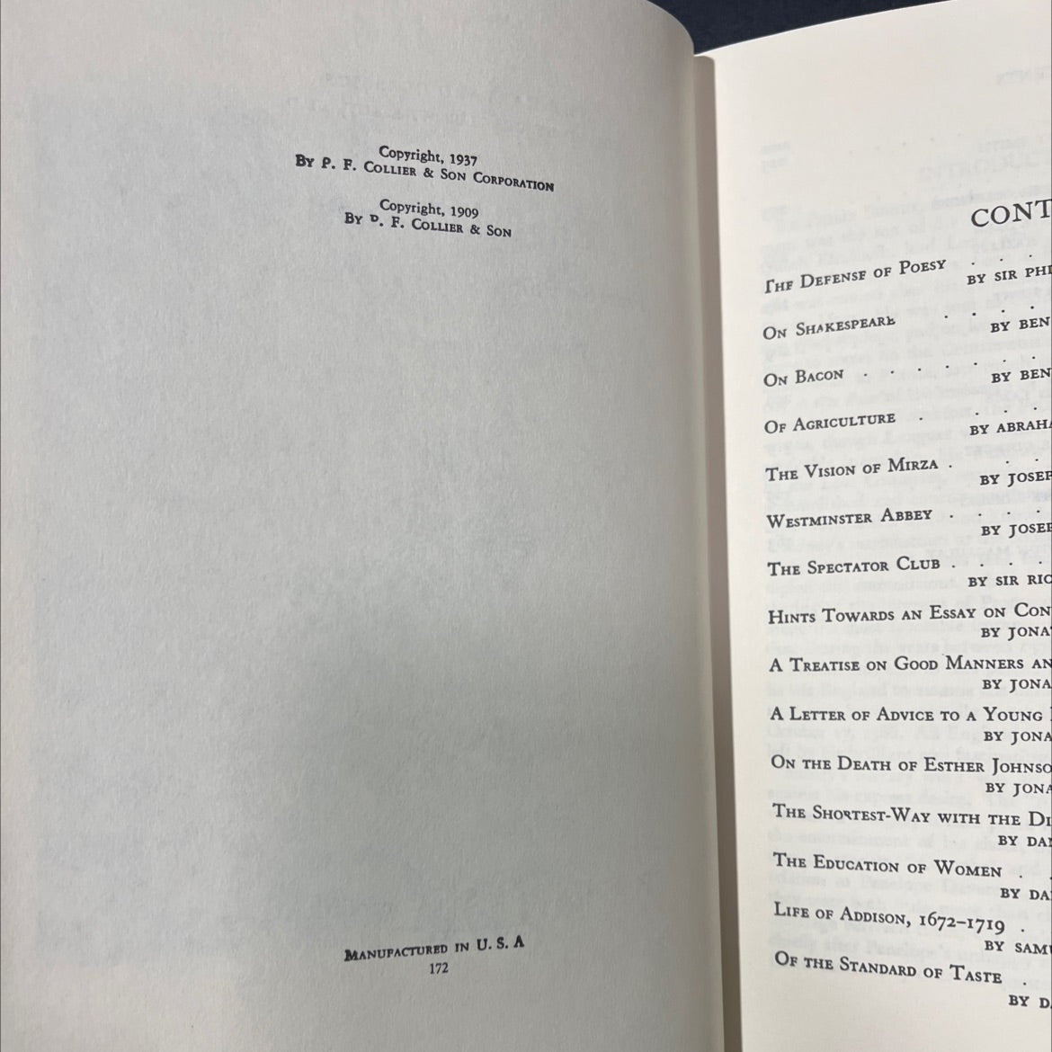 english essays from sir philip sidney to macaulay with introductions and notes book, by charles w. eliot, 1937 Hardcover image 3