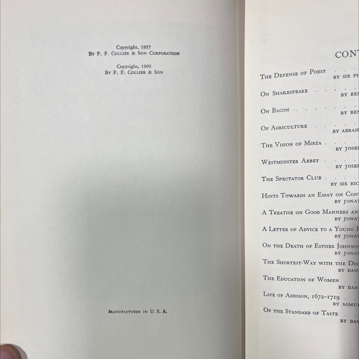 english essays from sir philip sidney to macaulay book, by charles w. eliot, ll.d., 1937 Hardcover image 3