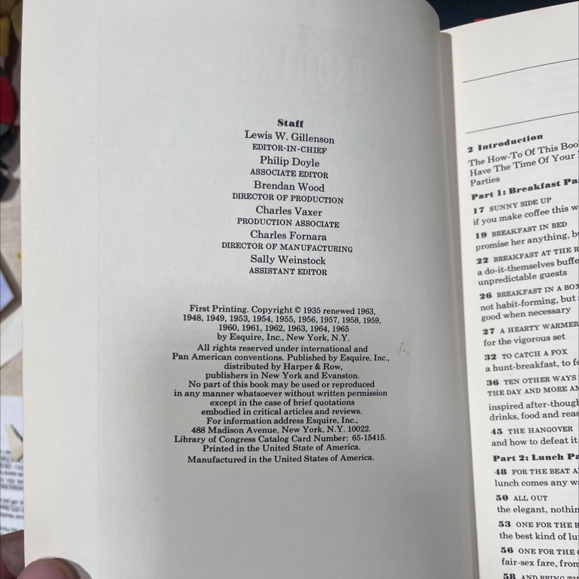 esquire party book book, by editors of esquire magazine with scotty and ronnie welch, 1965 Hardcover image 3