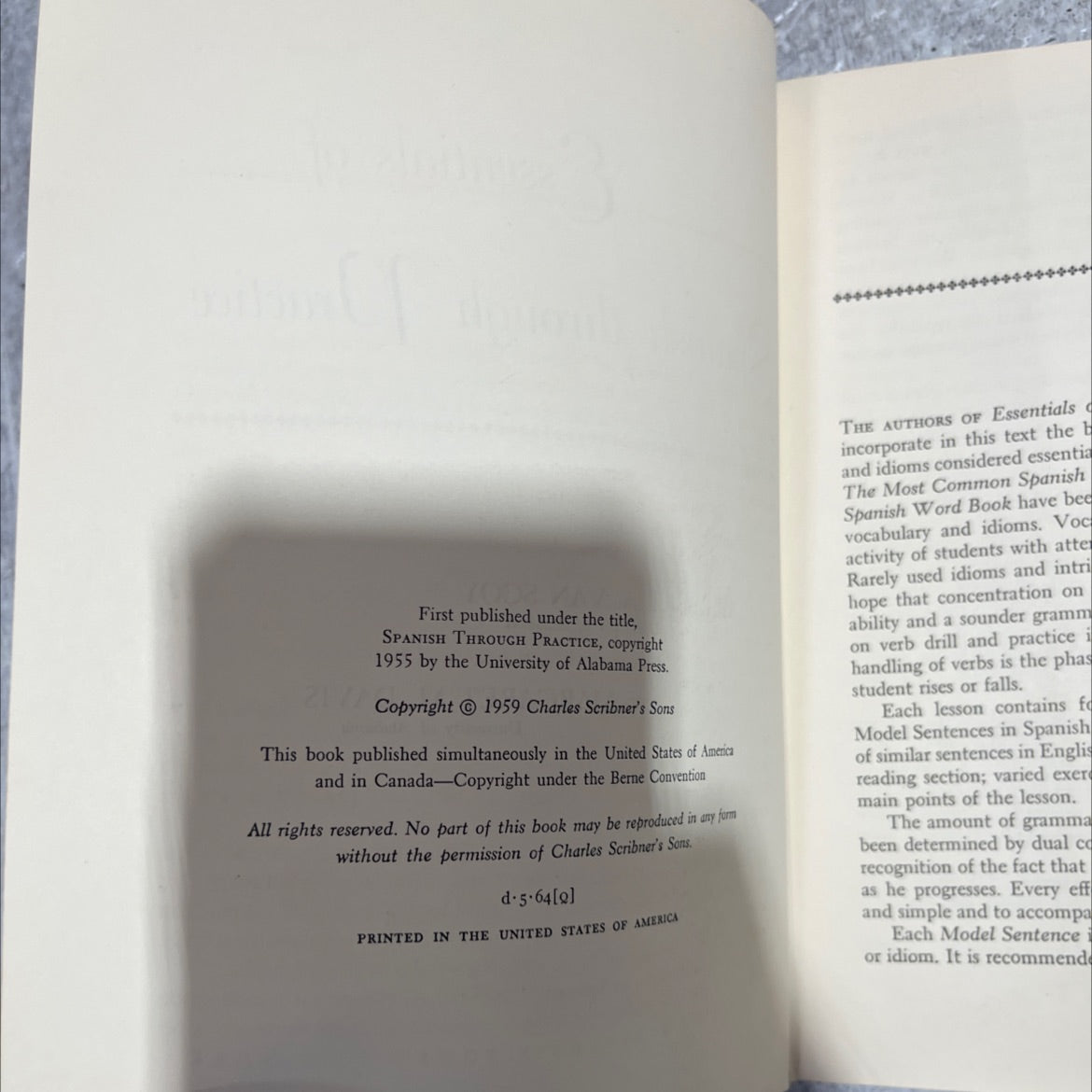 essentials of spanish through practice book, by herbert a. van scoy, margaret m. davis, 1959 Hardcover image 3