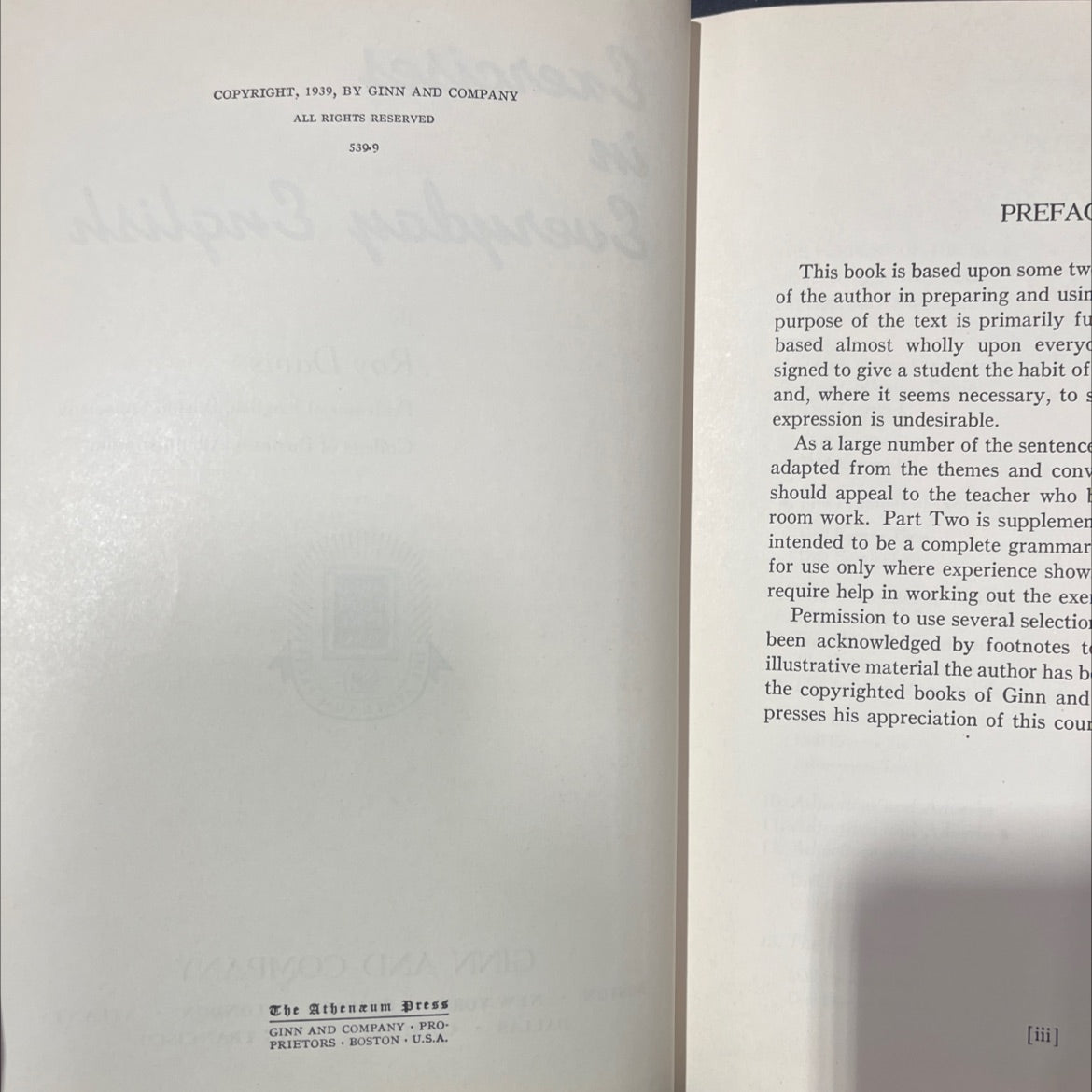 exercises in everyday english book, by roy davis, 1939 Hardcover image 3