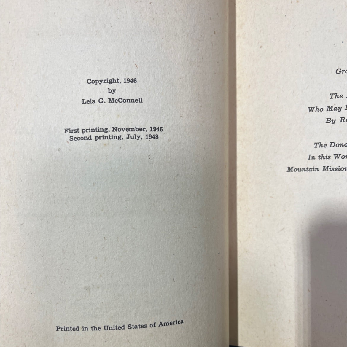 faith victorious in the kentucky mountains book, by rev. lela g. mcconnell, 1946 Hardcover image 3