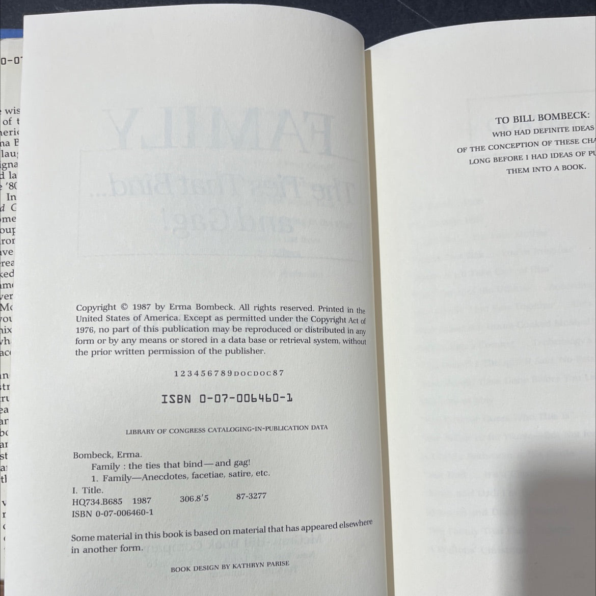 family the ties that bind... and gag! book, by erma bombeck, 1987 Hardcover image 3