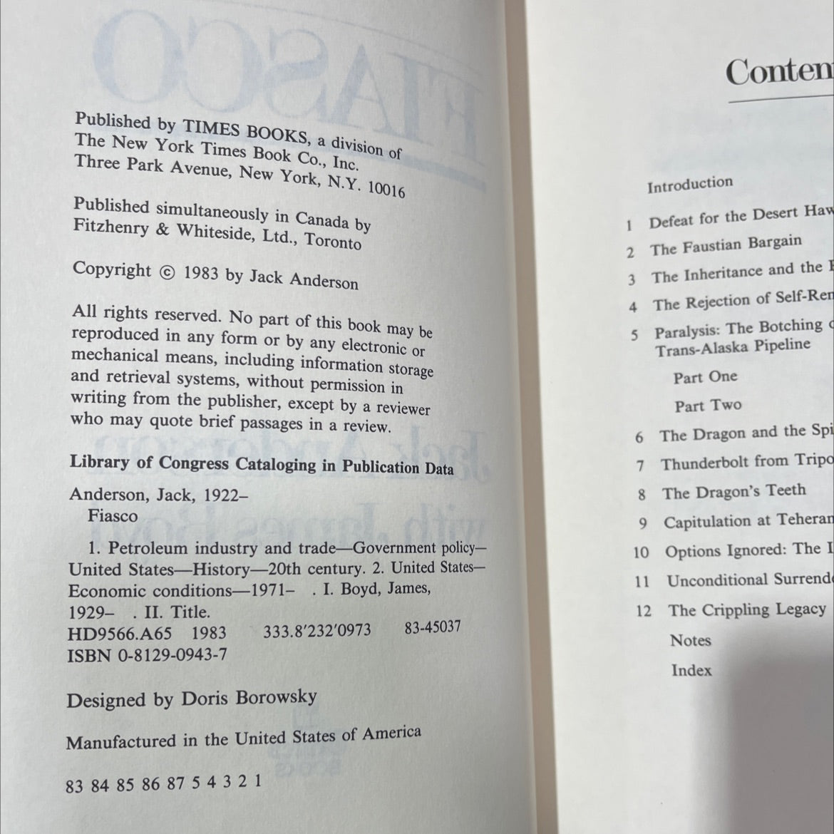 fiasco book, by Jack Anderson, 1983 Hardcover, Vintage image 3