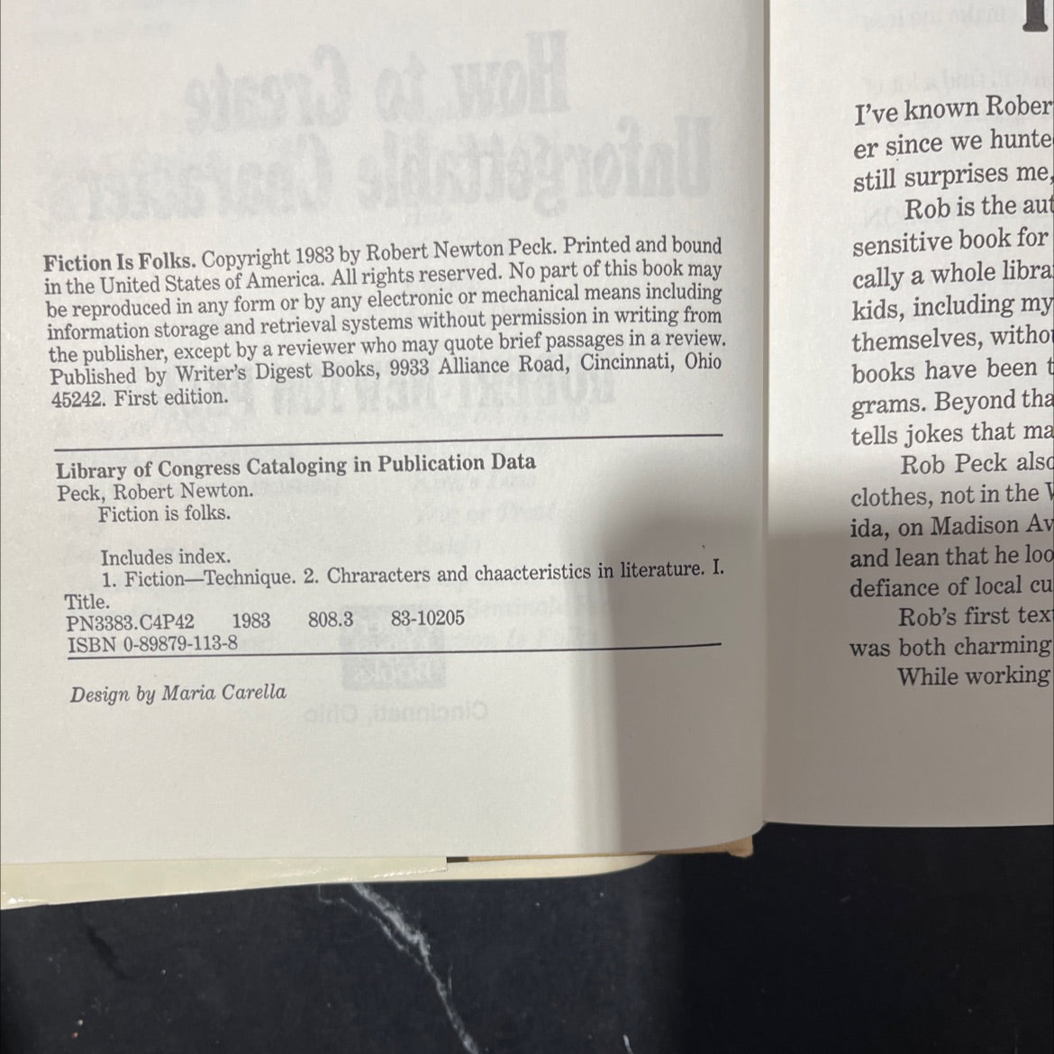 fiction is folks how to create unforgettable characters book, by robert newton peck, 1983 Hardcover image 3