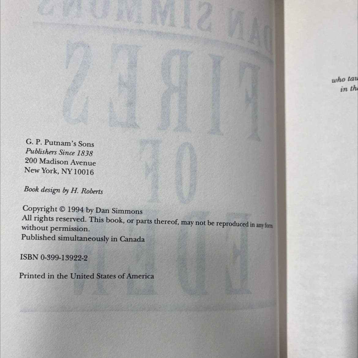 fires of 2008 book, by Dan Simmons, 1994 Hardcover image 3