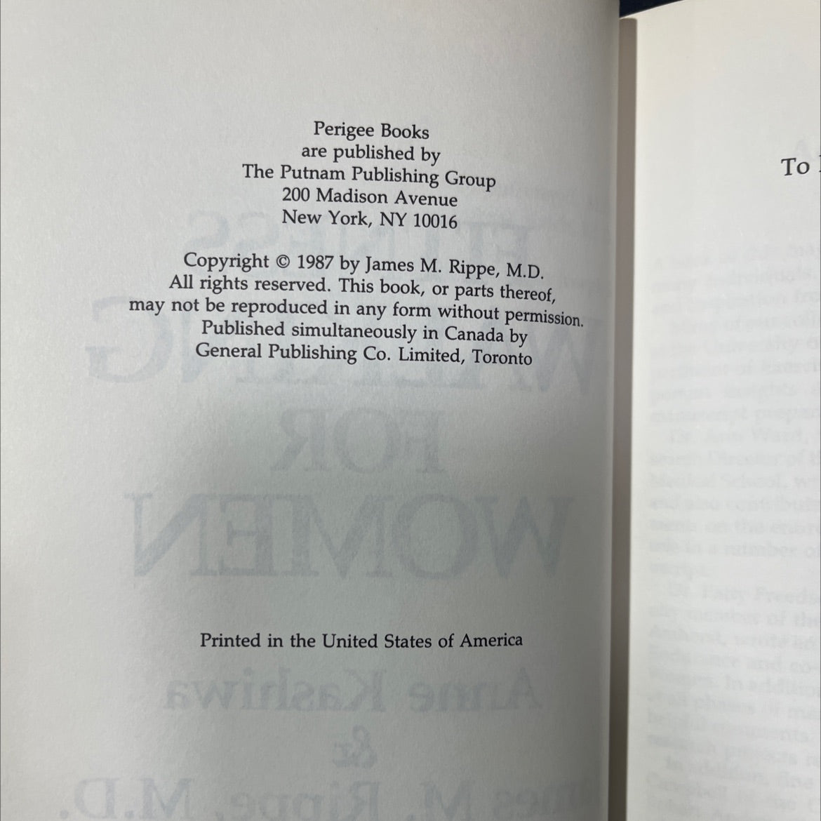 fitness walking for women book, by Anne Kashiwa & James M. Rippe, M.D., 1987 Hardcover image 3