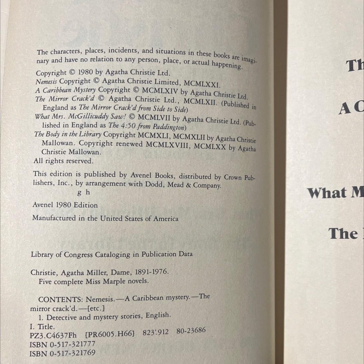 five complete miss marple novels book, by agatha christie, 1980 Hardcover image 3