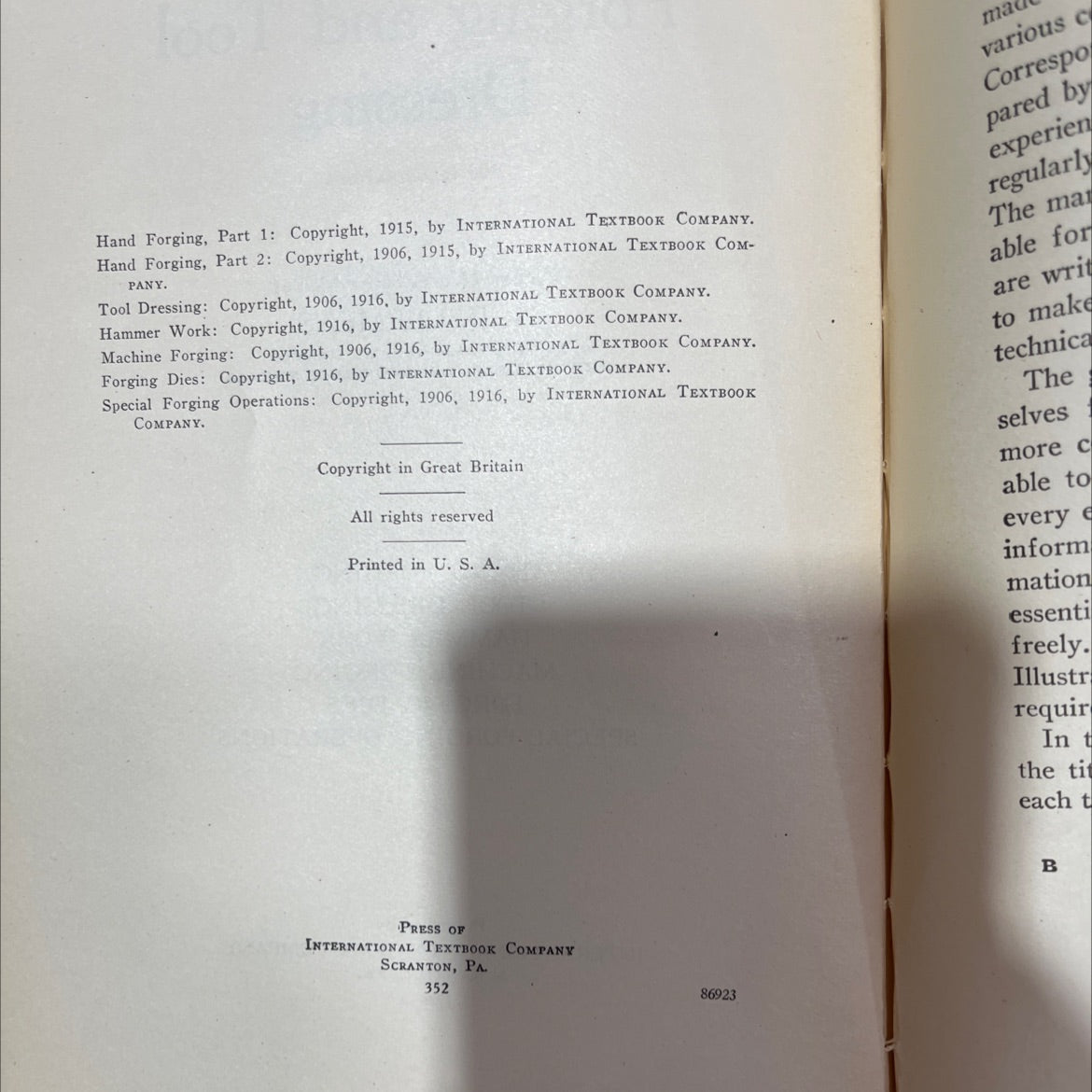 forging and tool dressing book, by a. b. clemens, 1924 Hardcover, Antique image 3