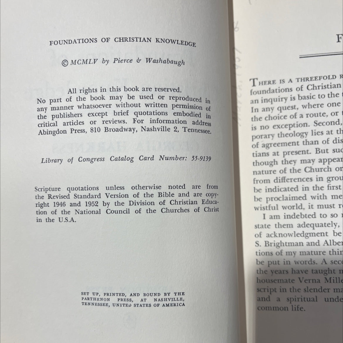 foundations of christian knowledge book, by georgia harkness, 1955 Hardcover image 3