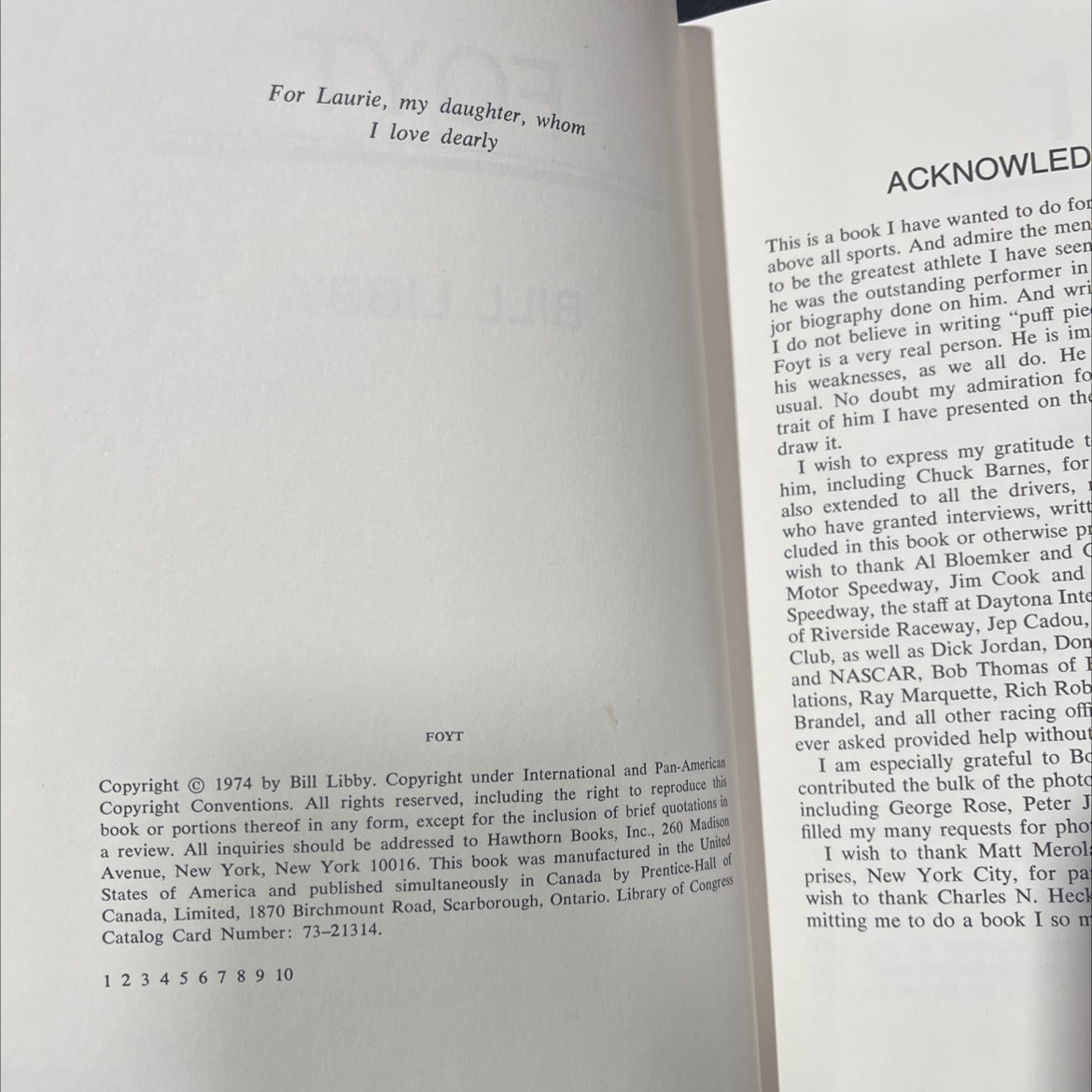 foyt book, by bill libby, 1974 Hardcover image 3