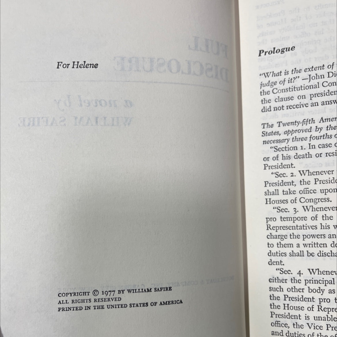 full disclosure book, by william safire, 1977 Hardcover image 3