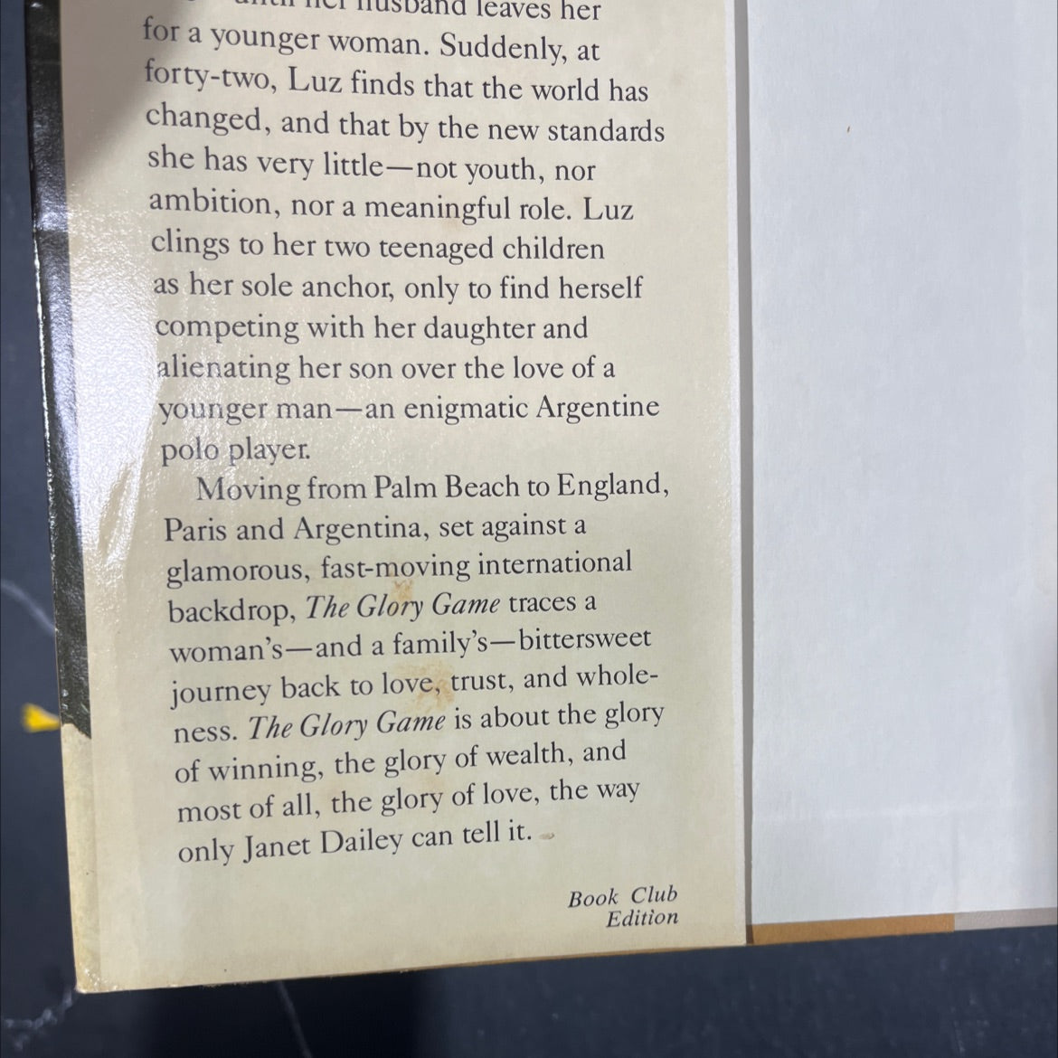 glory game book, by janet dailey, 1985 Hardcover image 4