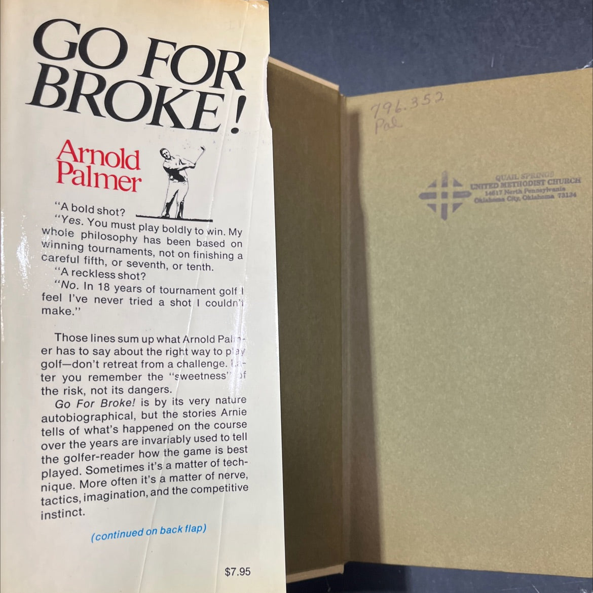 go for broke my philosophy of winning golf book, by Arnold Palmer, 1973 Hardcover image 4