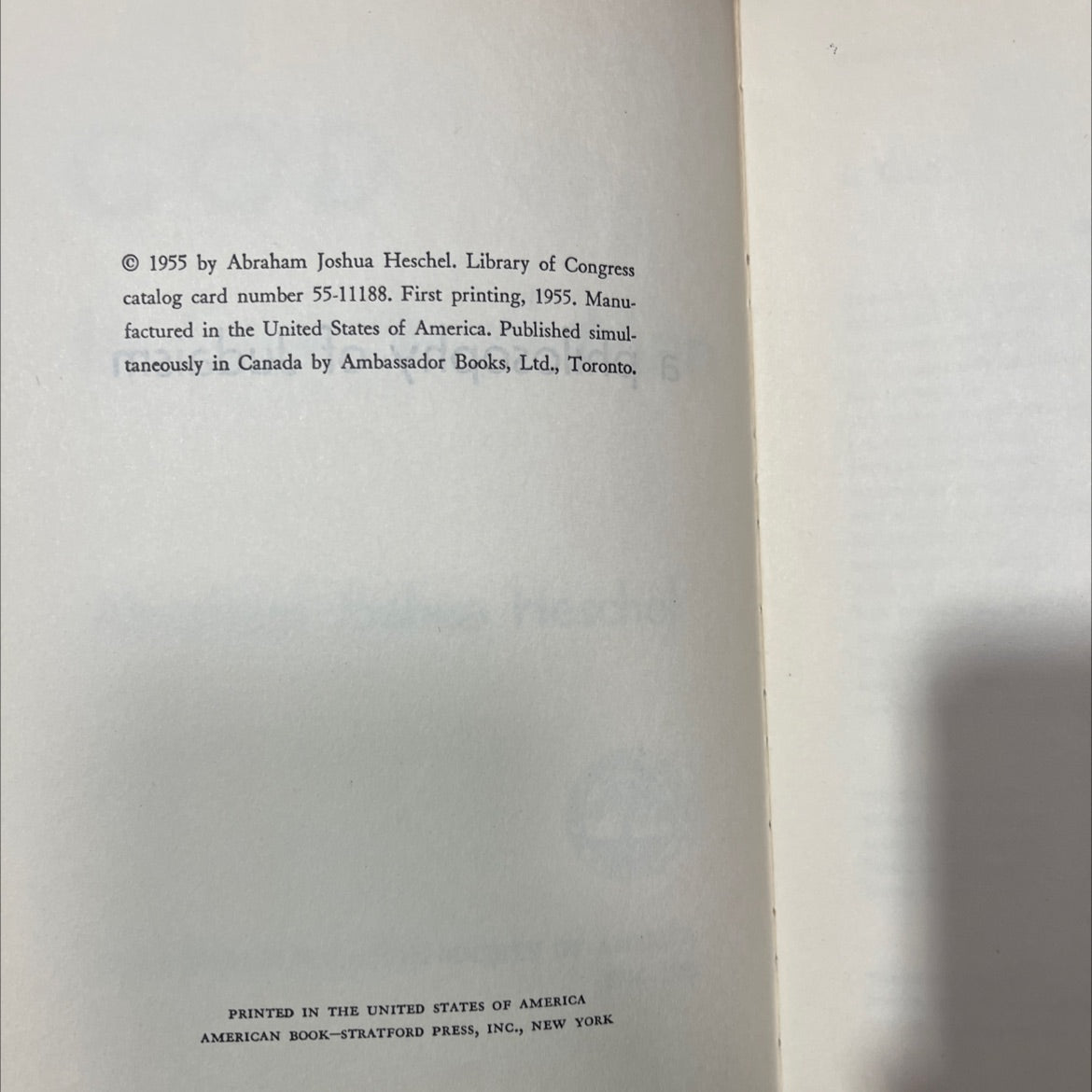 god in search of man cod a philosophy of judaism book, by abraham joshua heschel, 1956 Hardcover, Vintage image 3