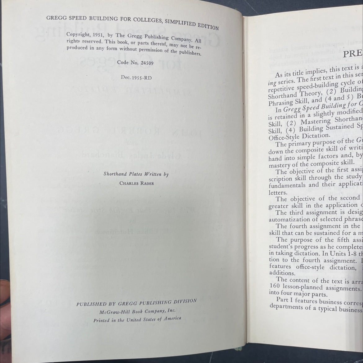 gregg speed building for colleges simplified edition book, by john robert gregg, clyde insley blanchard, 1951 Hardcover image 3