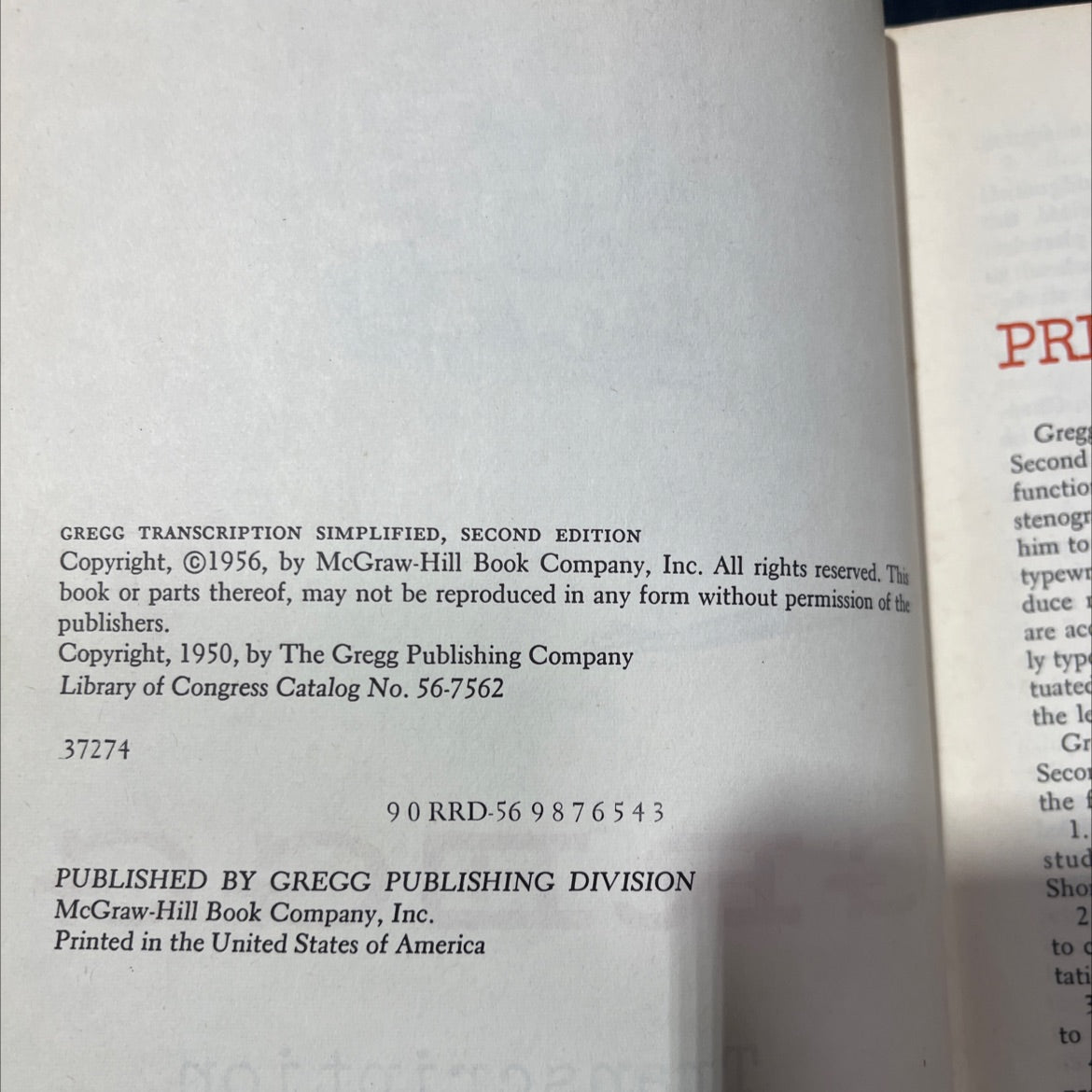 gregg transcription simplified, second edition book, by pr gregg, 1956 Hardcover image 3