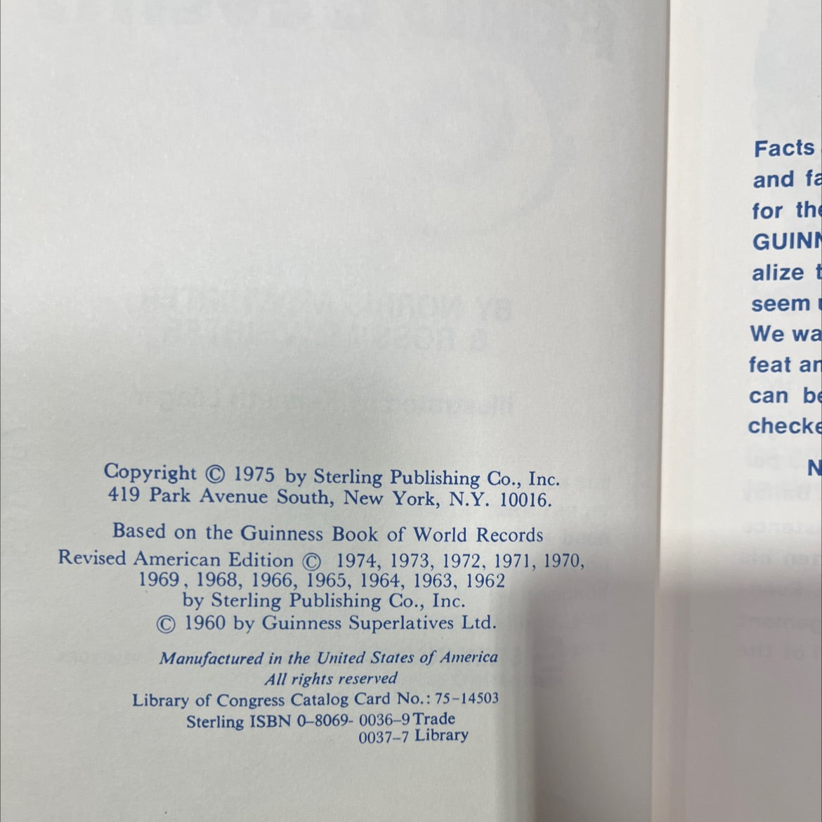 guinness book astounding feats & events book, by norris mcwhirter & ross mcwhirter, 1975 Hardcover image 3