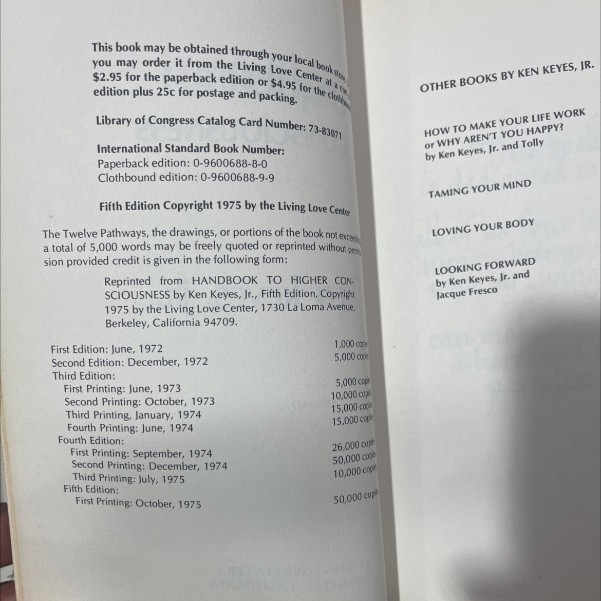 handbook to higher consciousness book, by ken keyes, jr., 1975 Paperback, Vintage image 3