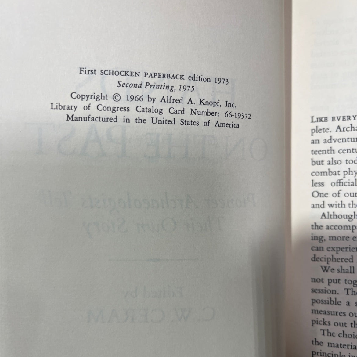 hands on the past pioneer archaeologists tell their own story book, by c. w. ceram, 1975 Paperback image 3
