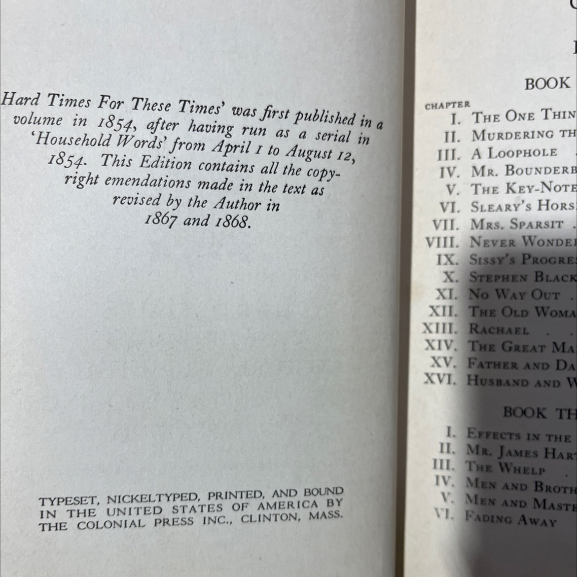 hard times for these times book, by charles dickens, 1868 Hardcover, Antique image 3