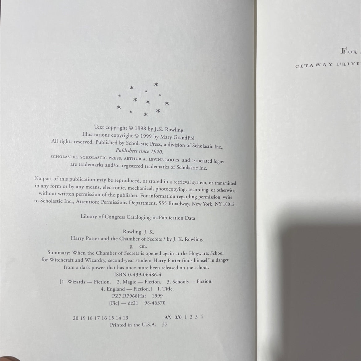 harry potter and the chamber of secrets book, by j.k. rowling, 1999 Hardcover image 3