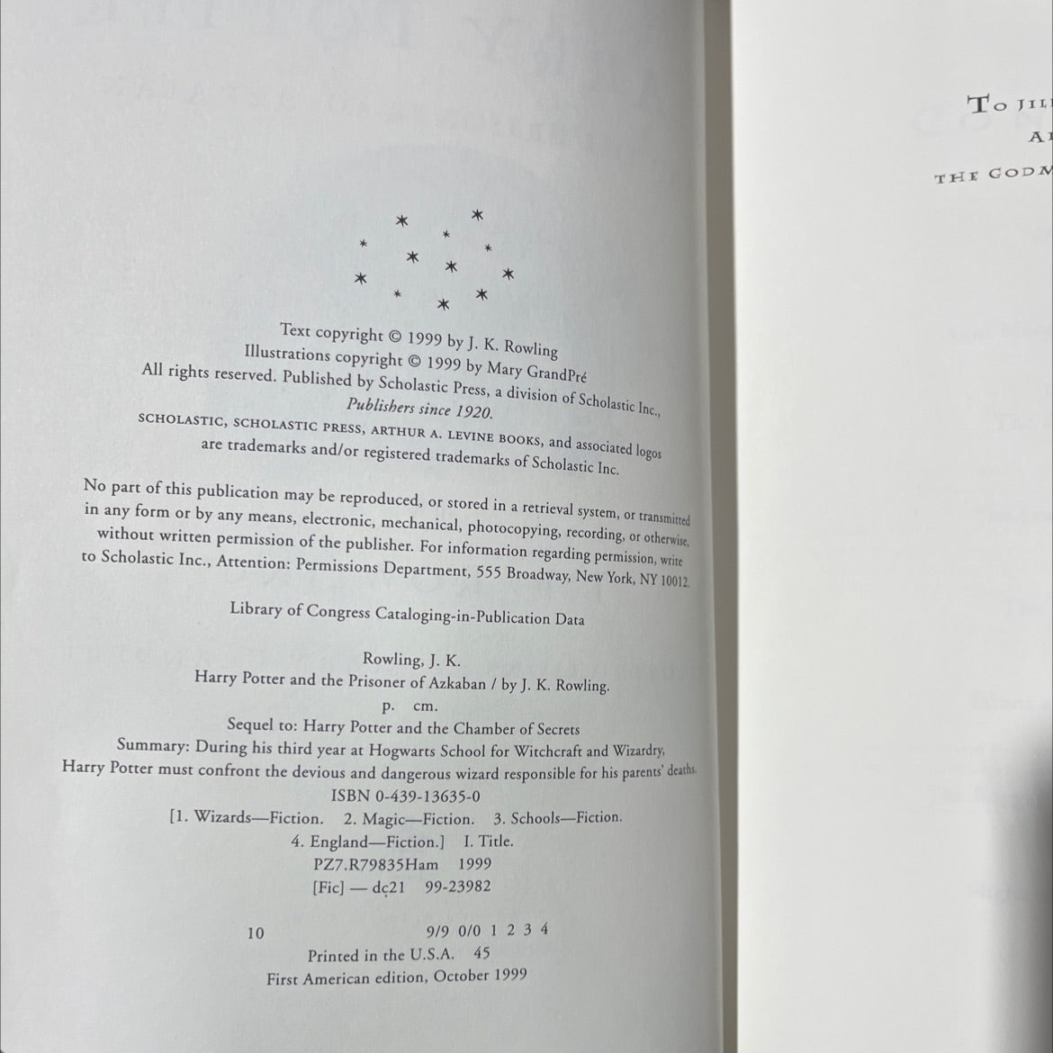 harry potter and the prisoner of azkaban book, by j. k. rowling, 1999 Hardcover image 3