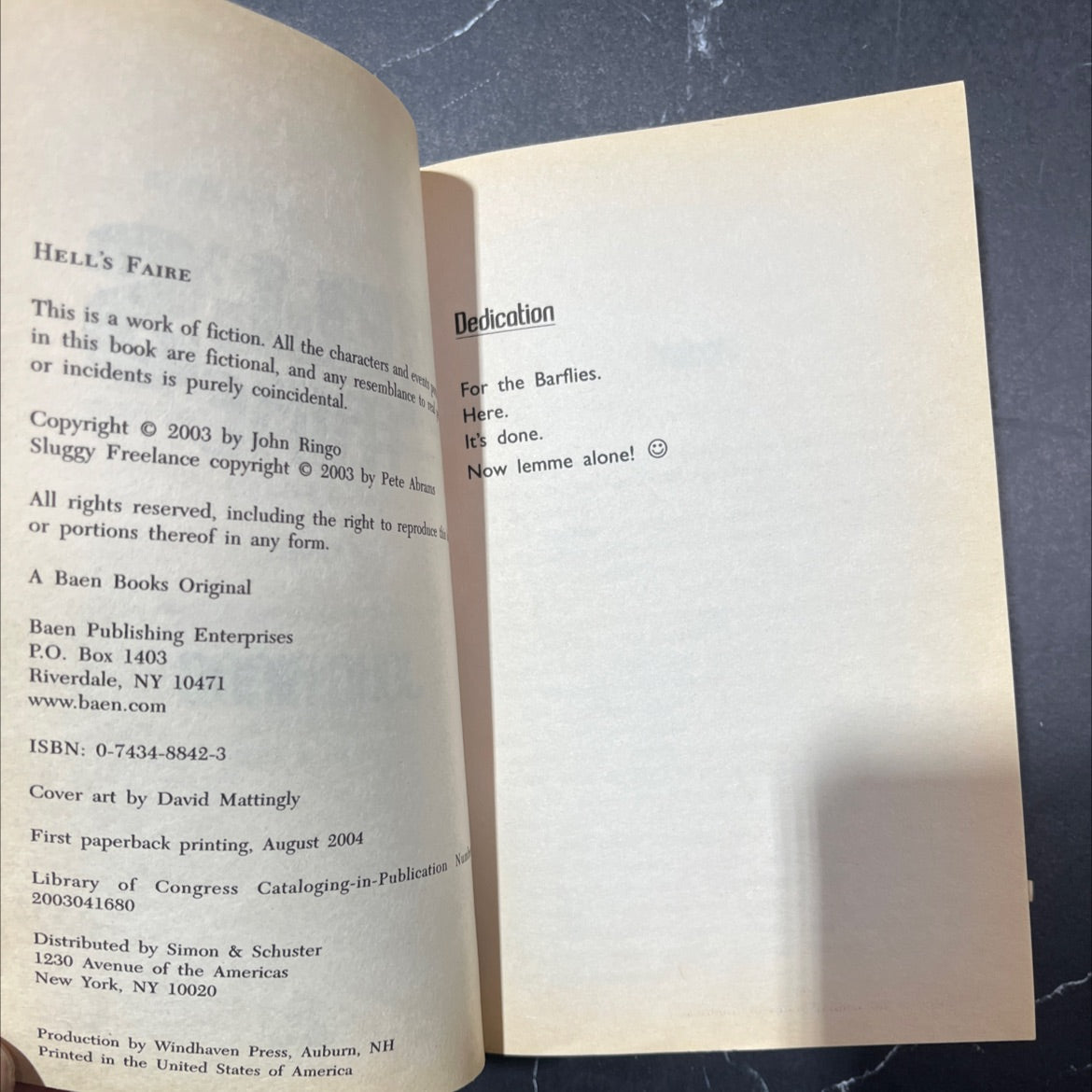 hell's faire book, by john ringo, 2003 Paperback image 3