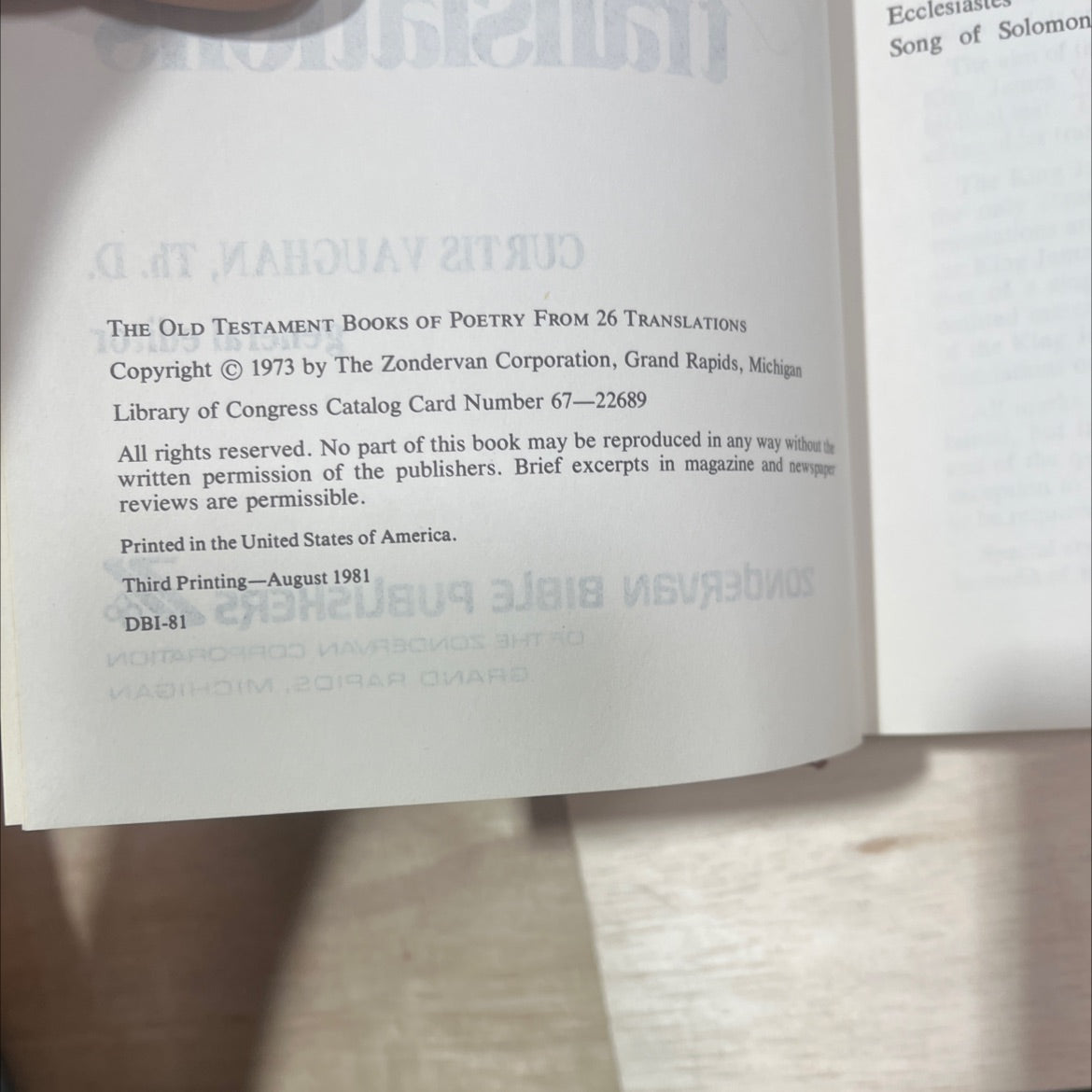 holy bible the old testament books of poetry from 26 translations book, by curtis vaughan, 1981 Hardcover, Vintage image 3