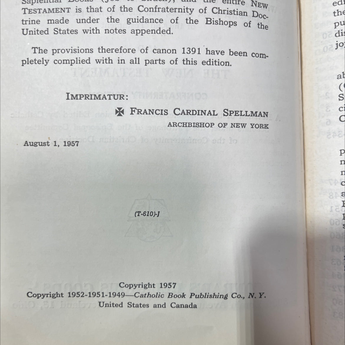 holy bible the old testament confraternity - douay version book, by unknown, 1957 Leather image 3