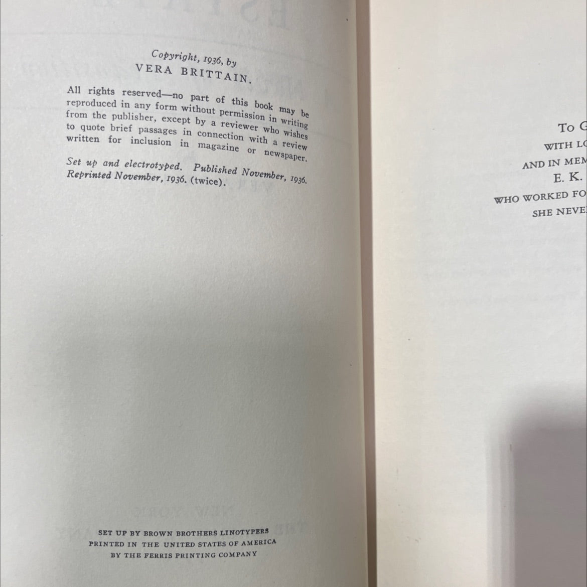 honourable estate book, by vera brittain, 1936 Hardcover image 3